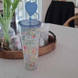 Roller Rabbit X target Floral Logo Tumbler with Blue Heart Straw